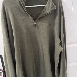Men's Olive Green Half-Zip Sweater